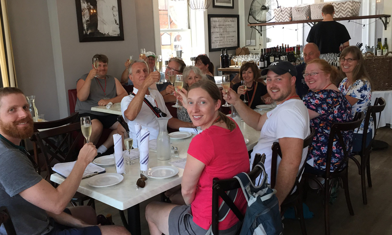 Tour Group with Drinks. Photo Provided by Maine Day Ventures
