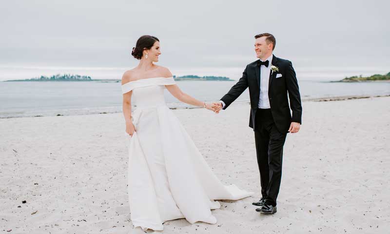 Wedding Couple on Beach. Photo Provided by Inn by the Sea