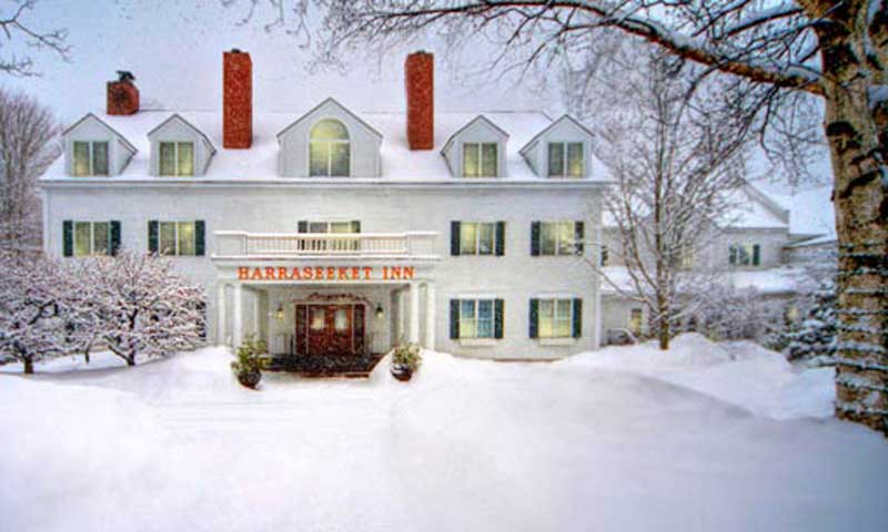 Exterior of Inn in Winter. Photo Provided by Harraseeket Inn