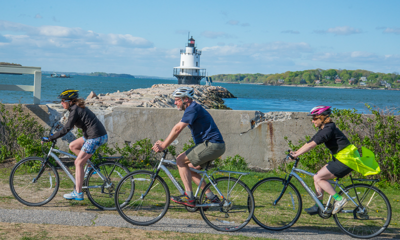 Bikers at Bug Light. Photo Provided by Portland Encyclepedia