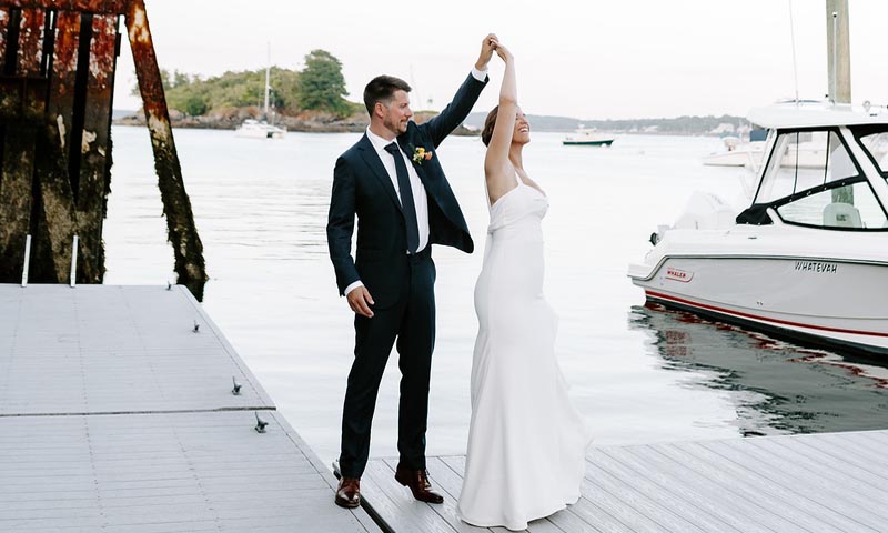 Wedding Couple on Diamond Cove. Photo Credit: Clay Taylor Photography