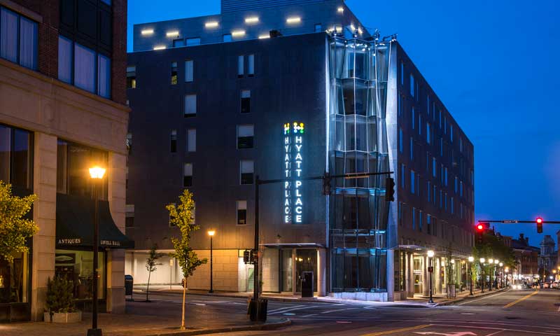 Exterior of hotel. Photo Provided by Hyatt Place Portland Old Port