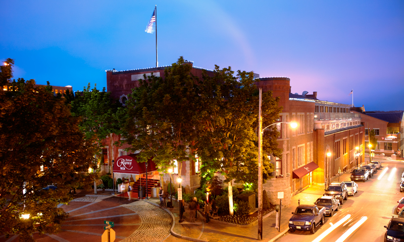 Exterior at night. Photo Provided by Portland Regency Hotel & Spa