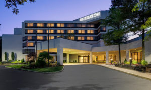 Hotel Exterior at Night. Photo Provided by Portland Sheraton