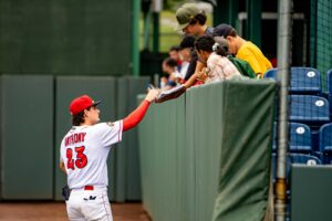 Player Signing Autograph. Photo by Cullen McIntyre/ Portland Sea Dogs