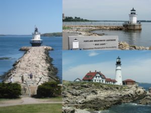 Three area lighthouses, Photo Courtesy of Derek Meader via The Real Portland Tour