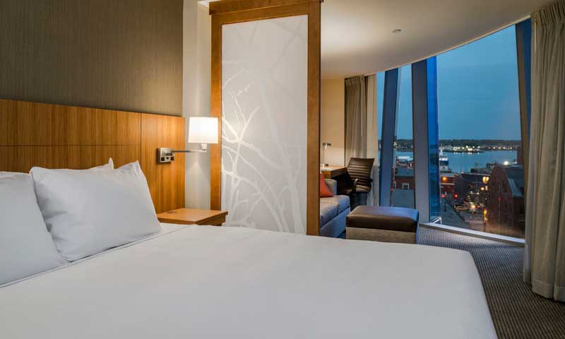 Hotel Bed. Photo Provided by Hyatt Place Portland Old Port