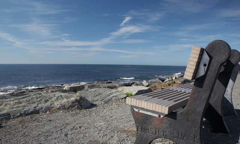 Bench Looking out to Water. Photo Provided by Lobster Shack at Two Lights