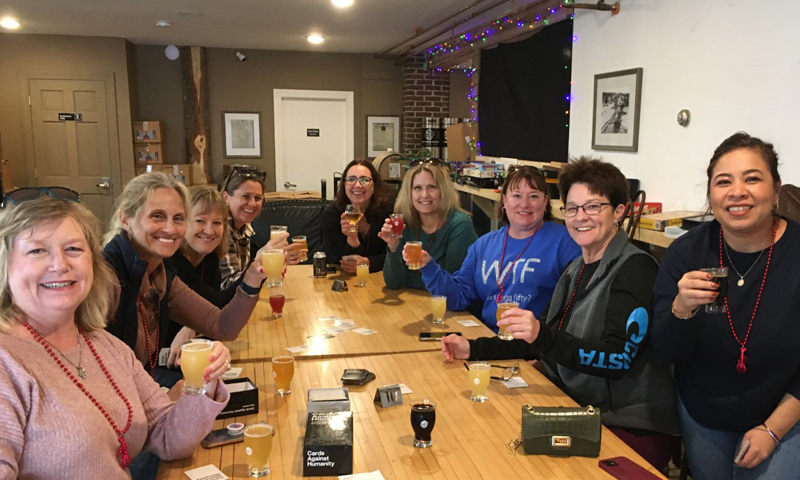 Tour Group with Drinks. Photo Provided by Maine Day Ventures