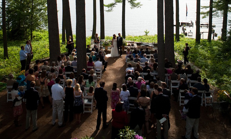 Wedding Ceremony. Photo Provided by Migis Lodge on Sebago Lake