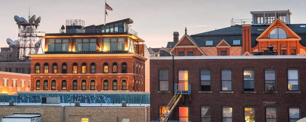 Rooftop View of Brick Buildings, Photo Credit: Corey Templeton portland maine red brick buildings from rooftop