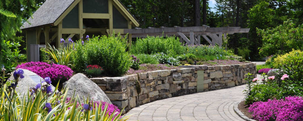 Coastal Maine Botanical Gardens Pathway in Boothbay Harbor, Photo Courtesy of Coastal Maine Botanical Gardens. Coastal Maine Botanical Gardens pathway with shed
