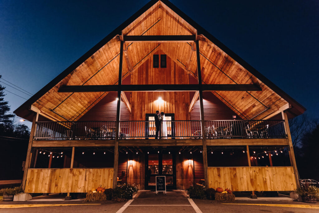 Whole Building Wedding Couple. Photo Provided by Nonesuch River Brewing