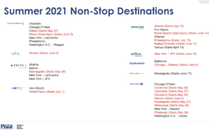 Portland Jetport Summer Non-Stop Destinations.