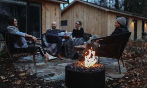 Guests by Firepit at AWOL Kennebunkport. Photo Credit: Maiike Bernstrom