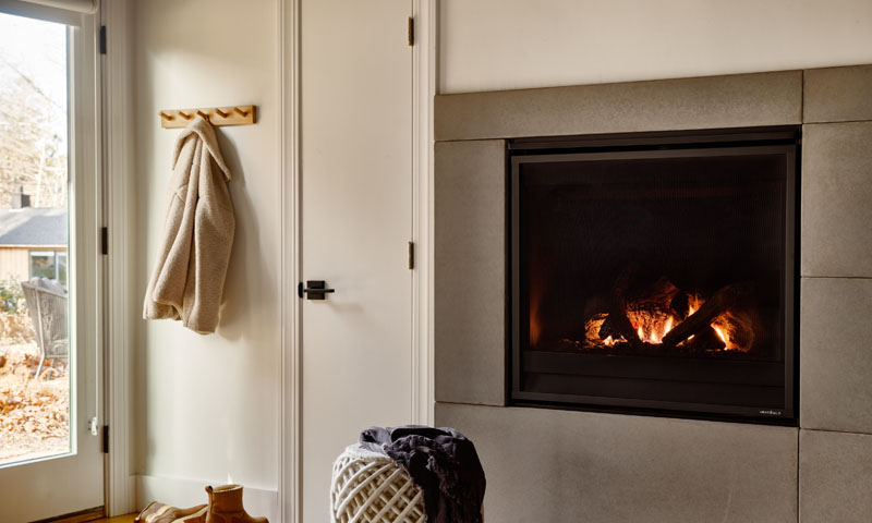 Fireplace at AWOL Kennebunkport. Photo Credit: Read Mckendree