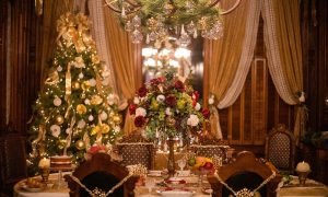 Dining Room in Victoria Mansion decorated for holiday season. Photo Courtesy of Victoria Mansion