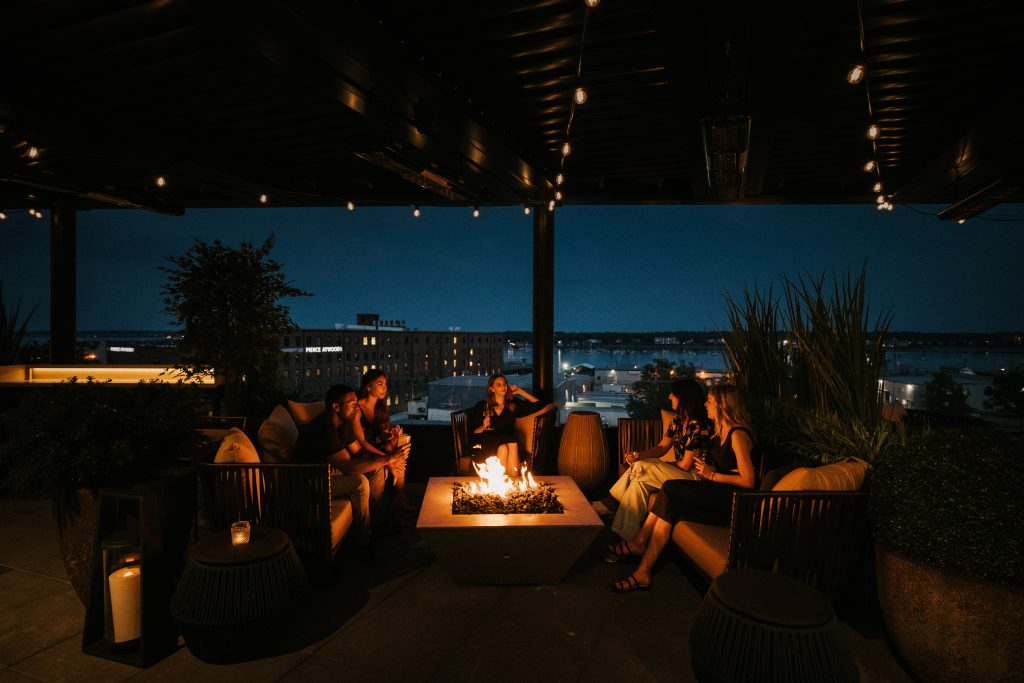 Lunas Rooftop Bar firepit, Photo Credits: Jamie Mercurio Photography Lunas Rooftop Bar firepit, Photo Credits: Jamie Mercurio Photography