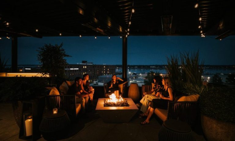 Lunas Rooftop Bar firepit, Photo Credits: Jamie Mercurio Photography Lunas Rooftop Bar firepit, Photo Credits: Jamie Mercurio Photography
