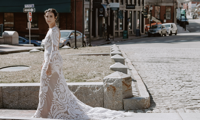 Bride in Old Port. Photo Credit: Katie Gardner