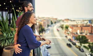 Couple looking at Portland, Photo credit: Lone Spruce Creative, courtesy of Maine Office of Tourism