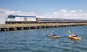 Amtrak passing kayakers. Photo Credit: NNEPRA