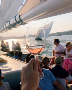 Wine pour on a wine sail, Photo Credit: Capshore Photography