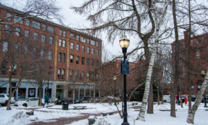 Tommy's Park in the snow; Photo Credit: Lauren Peters at Visit Portland