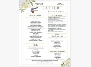 Easter Brunch Menu at Boone's