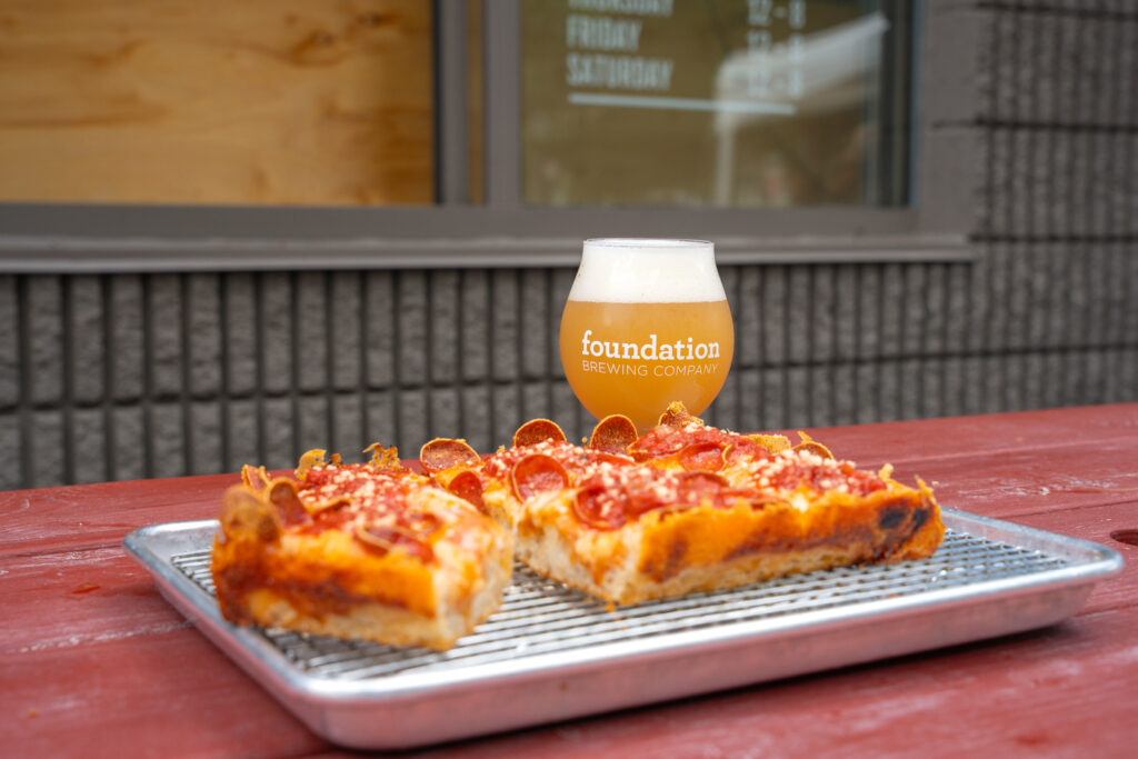 Foundation Brewing Beer and Pizza. Photo Credit: Peter G. Morneau Photography Foundation Brewing Beer and Pizza. Photo Credit: Peter G. Morneau Photography