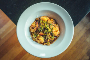 Shrimp Pasta Dish at Roma. Photo Credit: Northern Attitude Creative