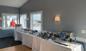 Breakfast buffet by windows; Photo Credit: Lauren Peters at Visit Portland