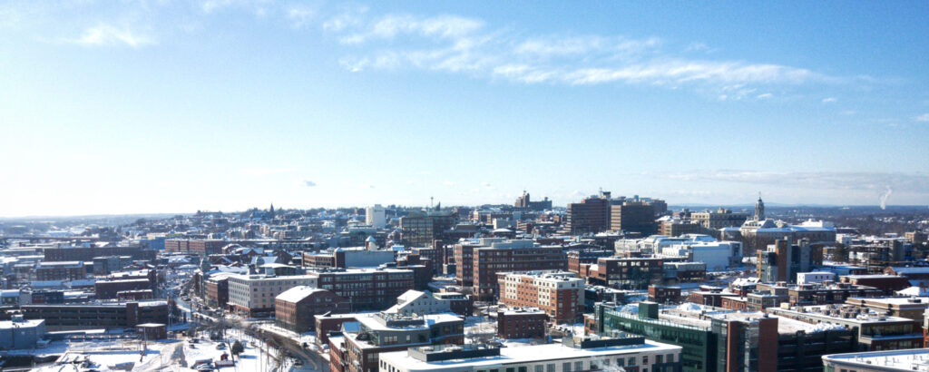Aerial of Portland city in the winter; Photo credit: Capshore Photography Aerial of Portland city in the winter; Photo credit: Capshore Photography