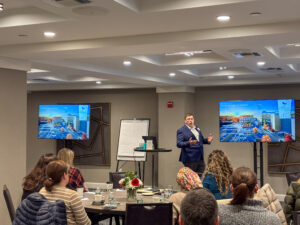 Winter presentation to meeting group; Photo Credit: Lauren Witt at Visit Portland