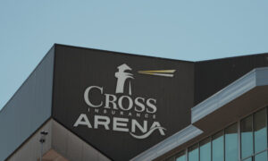 Cross Insurance Arena logo on sunny day; Photo Credit: Digital Edge