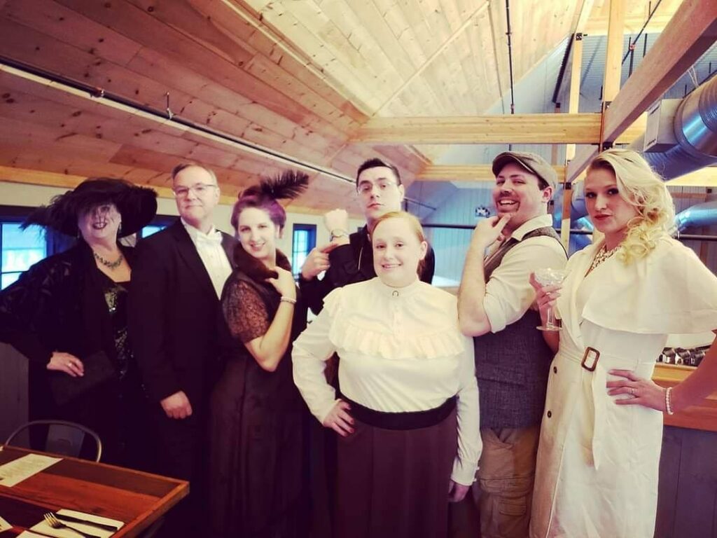 Group in Costume for Murder Mystery Party, Photo Provided by Nonesuch River Brewing