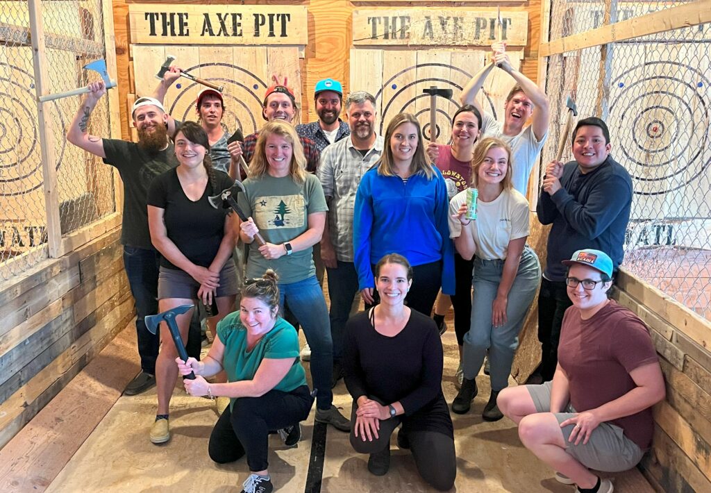 15% OFF Axe Throwing Gift Cards! - Photo Credit: Image of a group at the axe pit. Credit: The Axe PitAuthorization signed by all photographed.